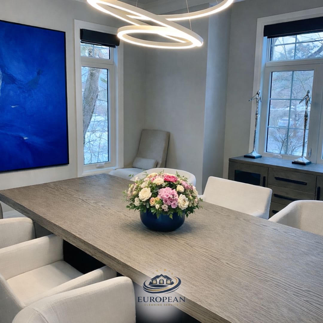 Elegant dining room after cleaning